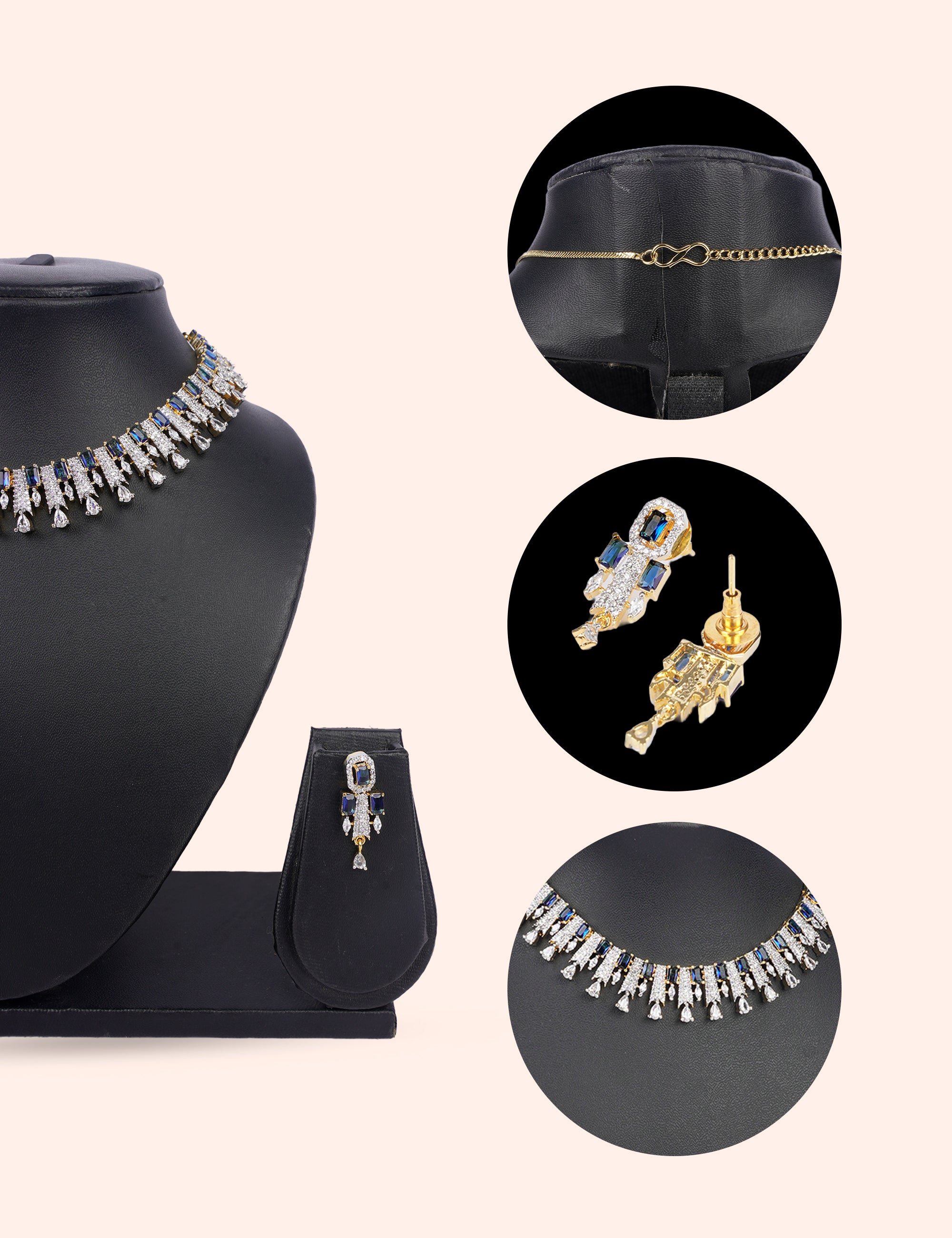 Elegant Blue Drop & Zirconia Diamond Statement Set by N Dazzles Designs