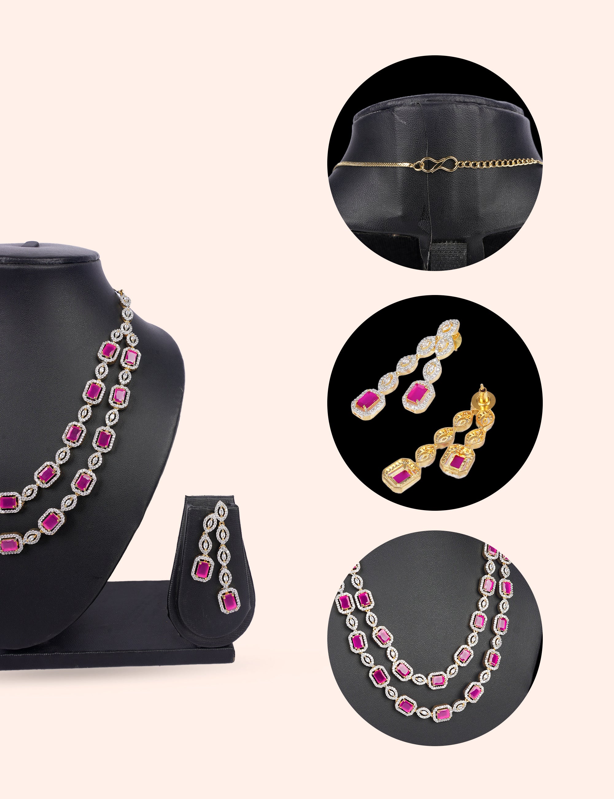 Ruby Royale & Zirconia Diamond Statement Set by N Dazzles Designs