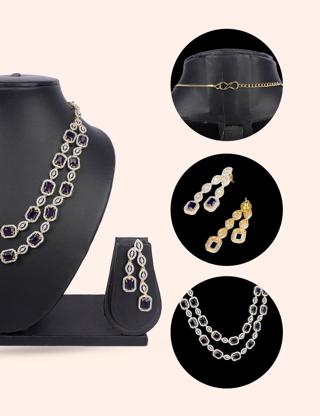 Purple Majesty & Zirconia Diamond Statement Set by N Dazzles Designs