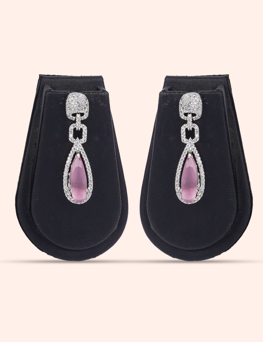 Pink Crystal Link & Zirconia Diamond Statement Set by N Dazzles Designs