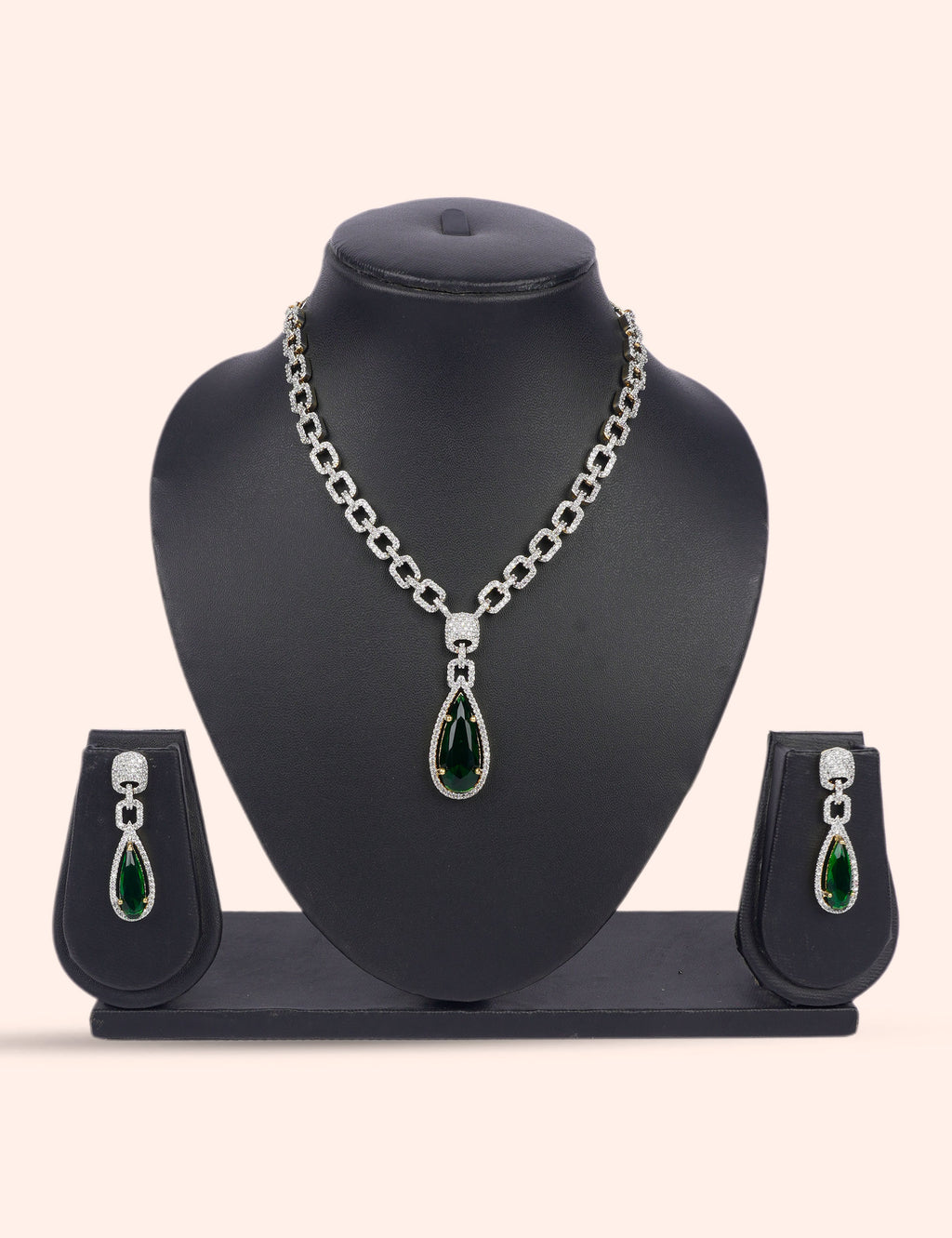 Urban Emerald & Zirconia Diamond Statement Set by N Dazzles Designs
