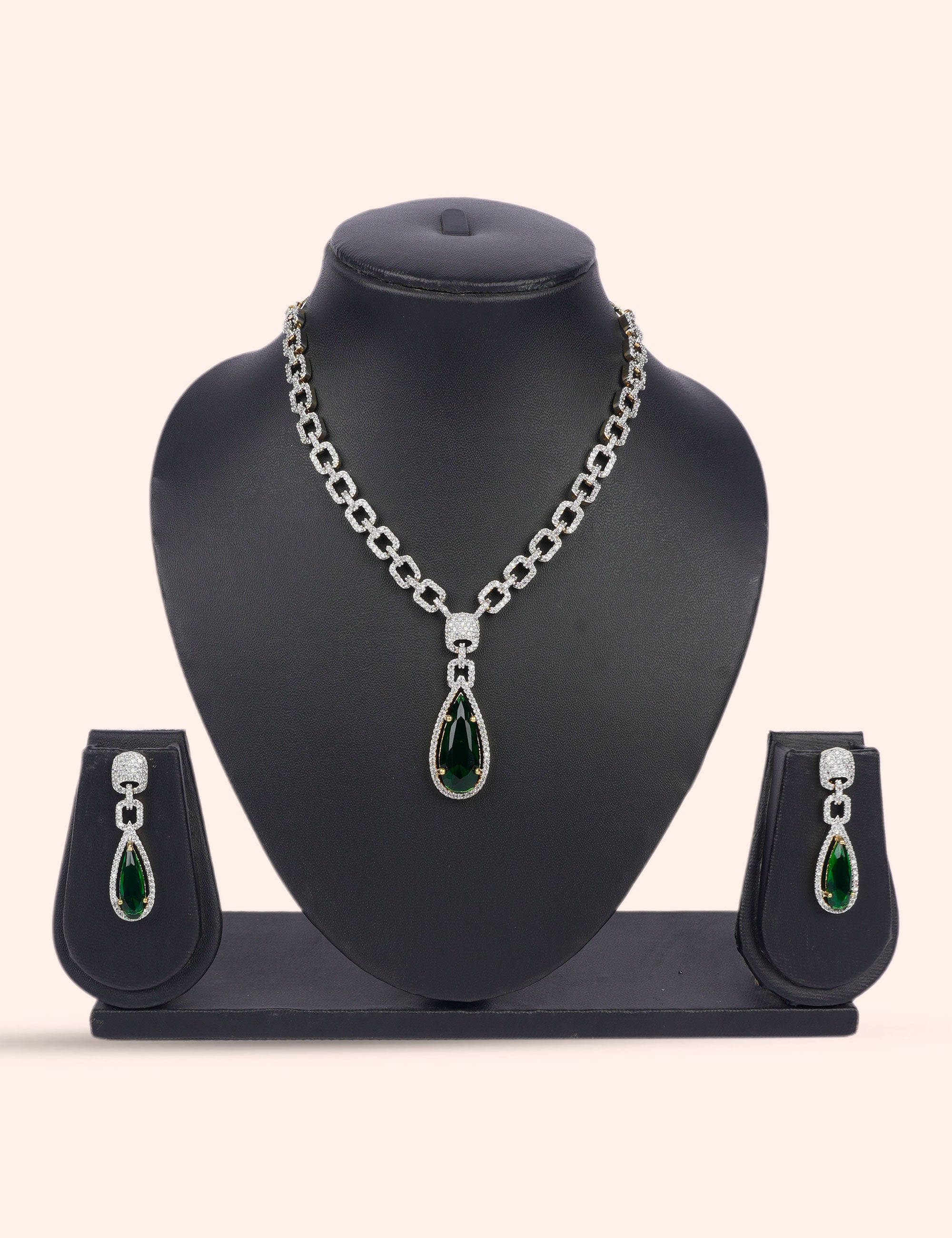 Urban Emerald & Zirconia Diamond Statement Set by N Dazzles Designs