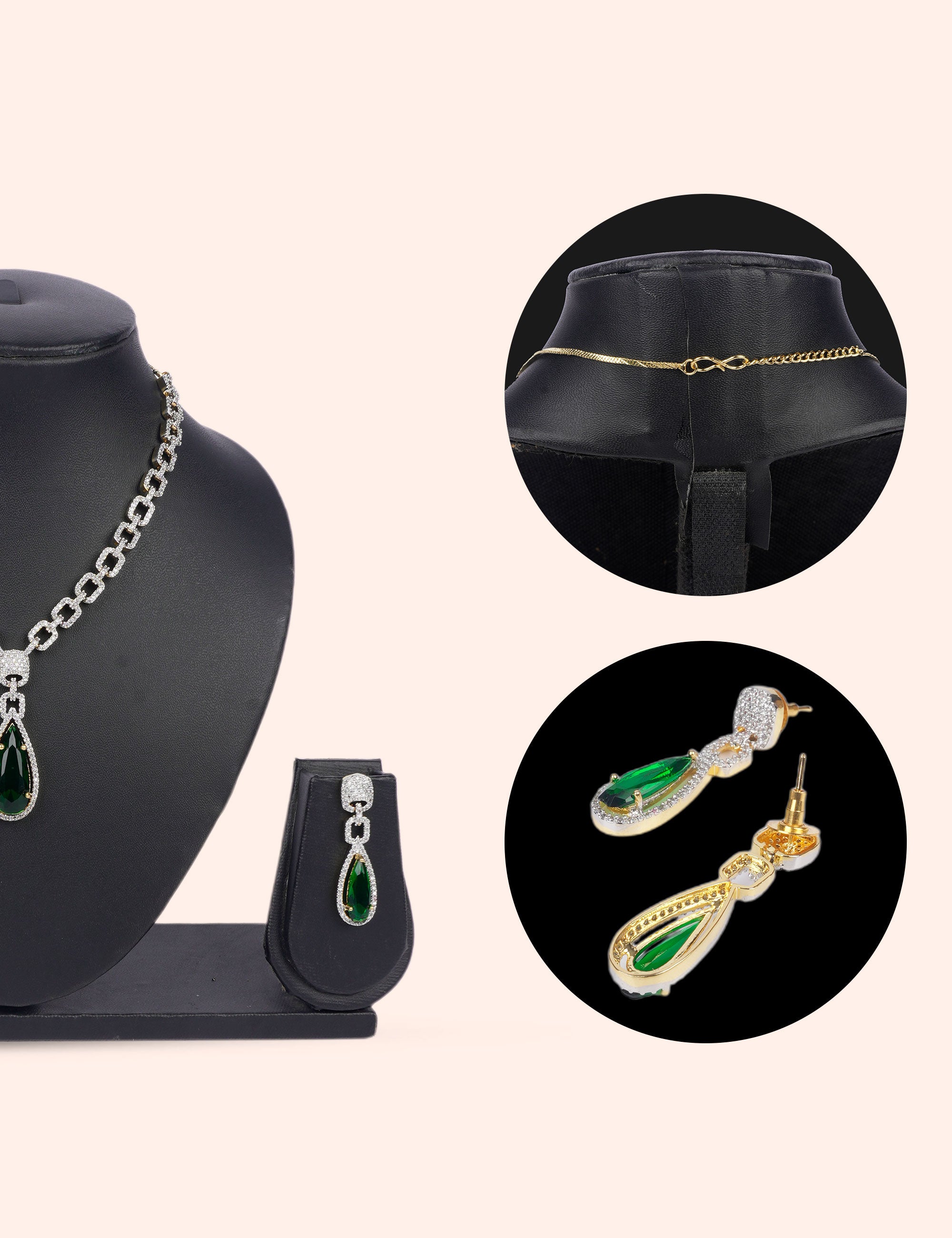 Urban Emerald & Zirconia Diamond Statement Set by N Dazzles Designs