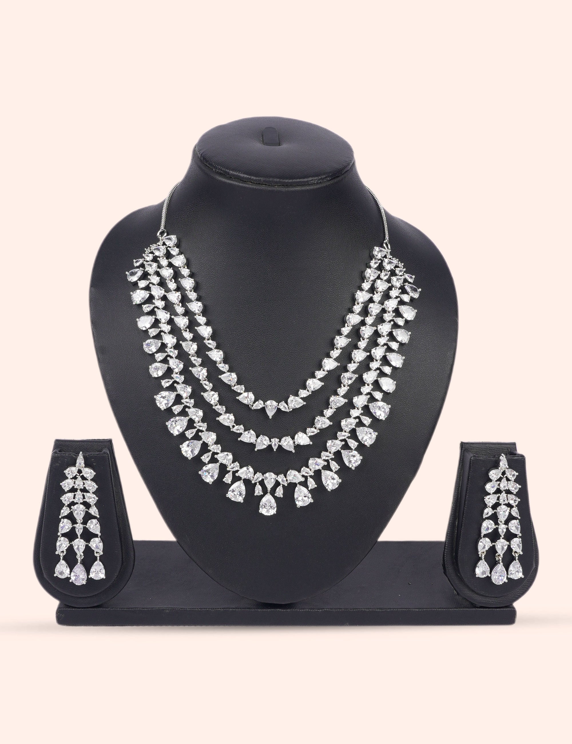 Diamond Rain Layers & Zirconia Diamond Statement Set by N Dazzles Designs
