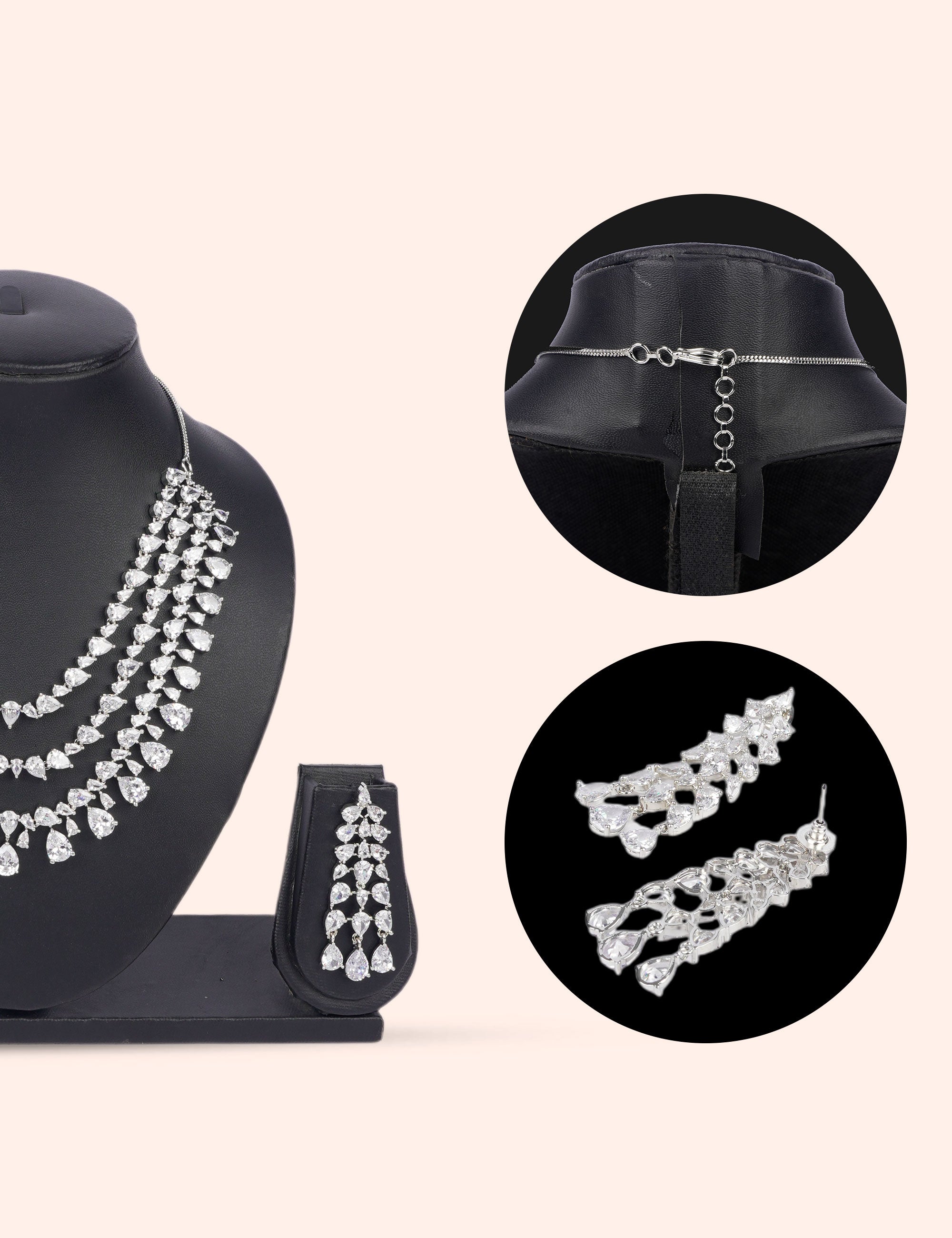 Diamond Rain Layers & Zirconia Diamond Statement Set by N Dazzles Designs