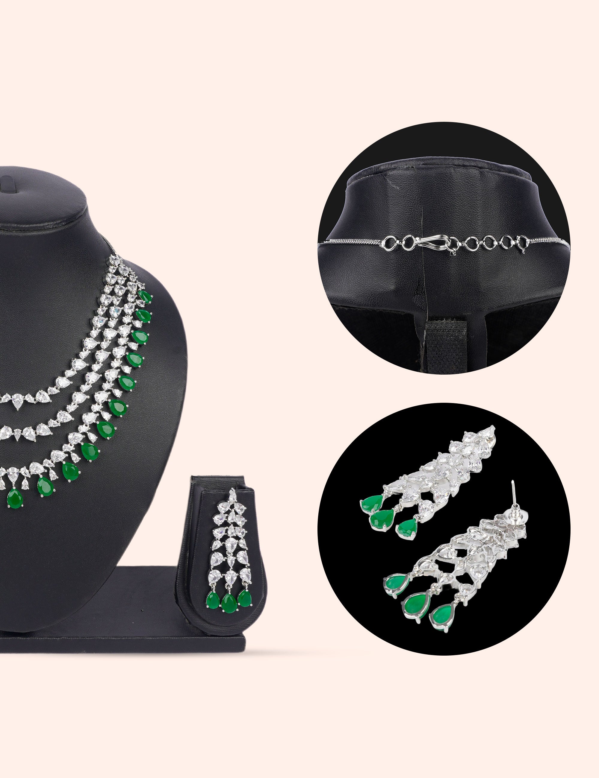 Evergreen Layered Shine & Zirconia Diamond Statement Set by N Dazzles Designs