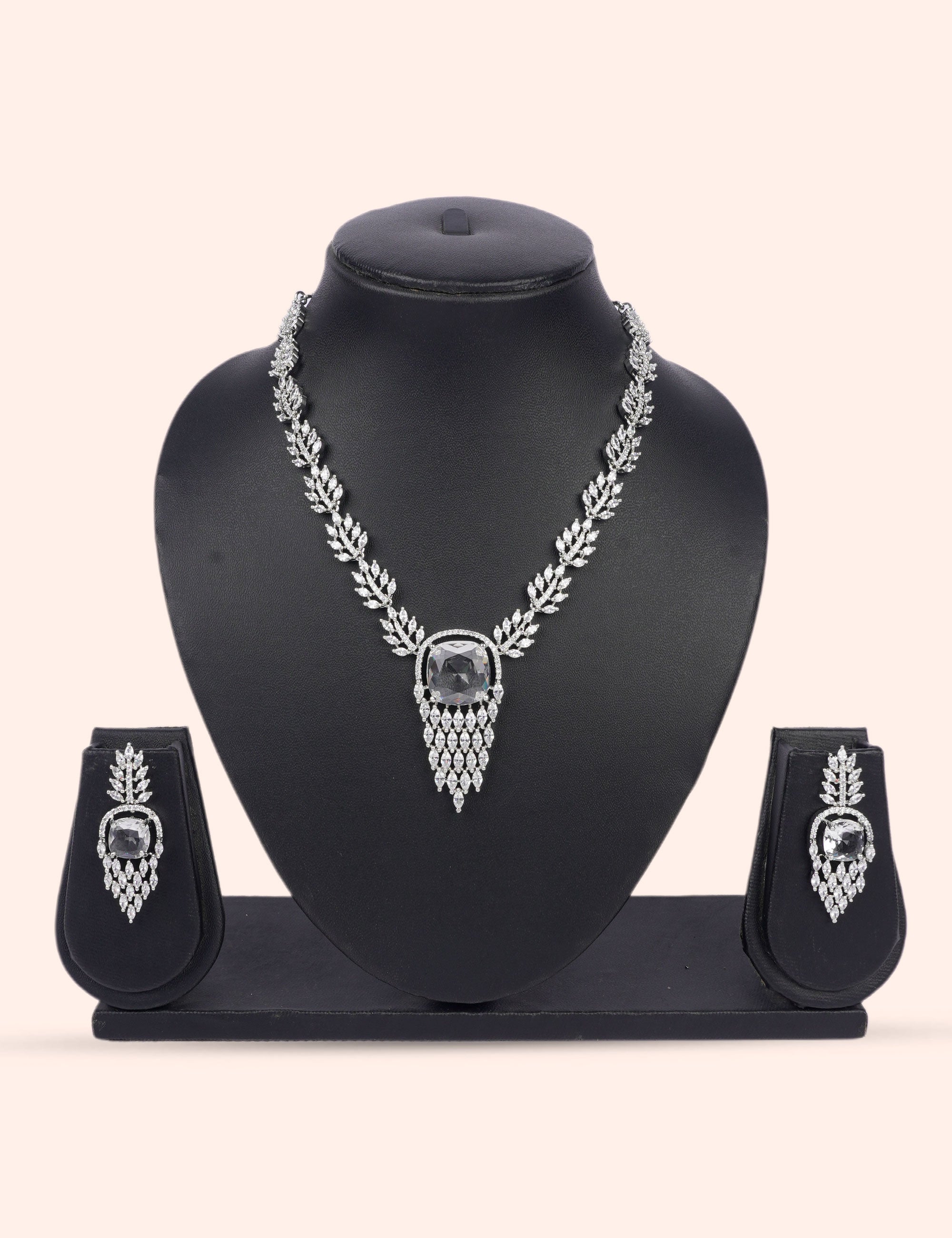 Silver Nebula & Zirconia Diamond Statement Set by N Dazzles Designs
