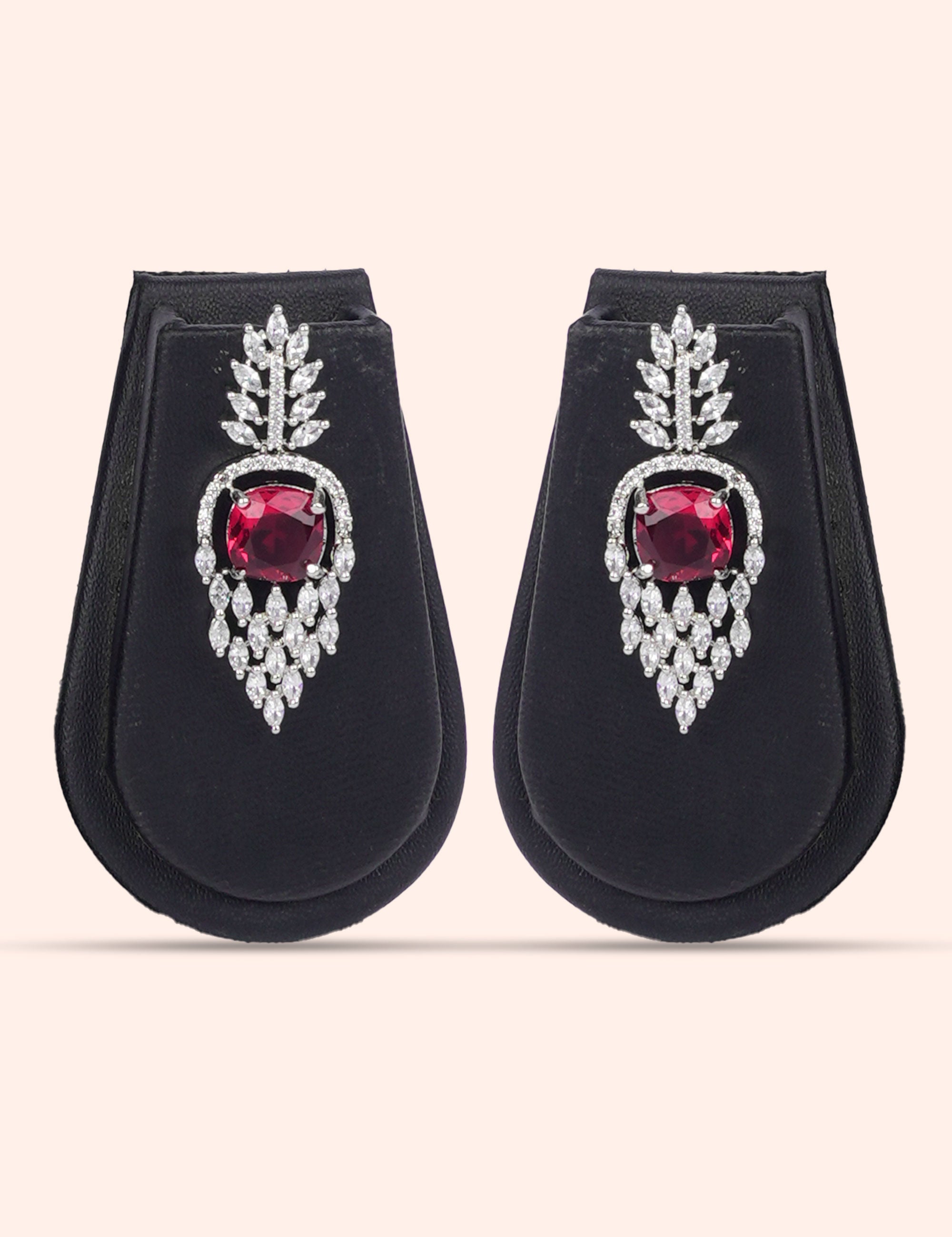 Shahi Ruby Set & Zirconia Diamond Statement Set by N Dazzles Designs