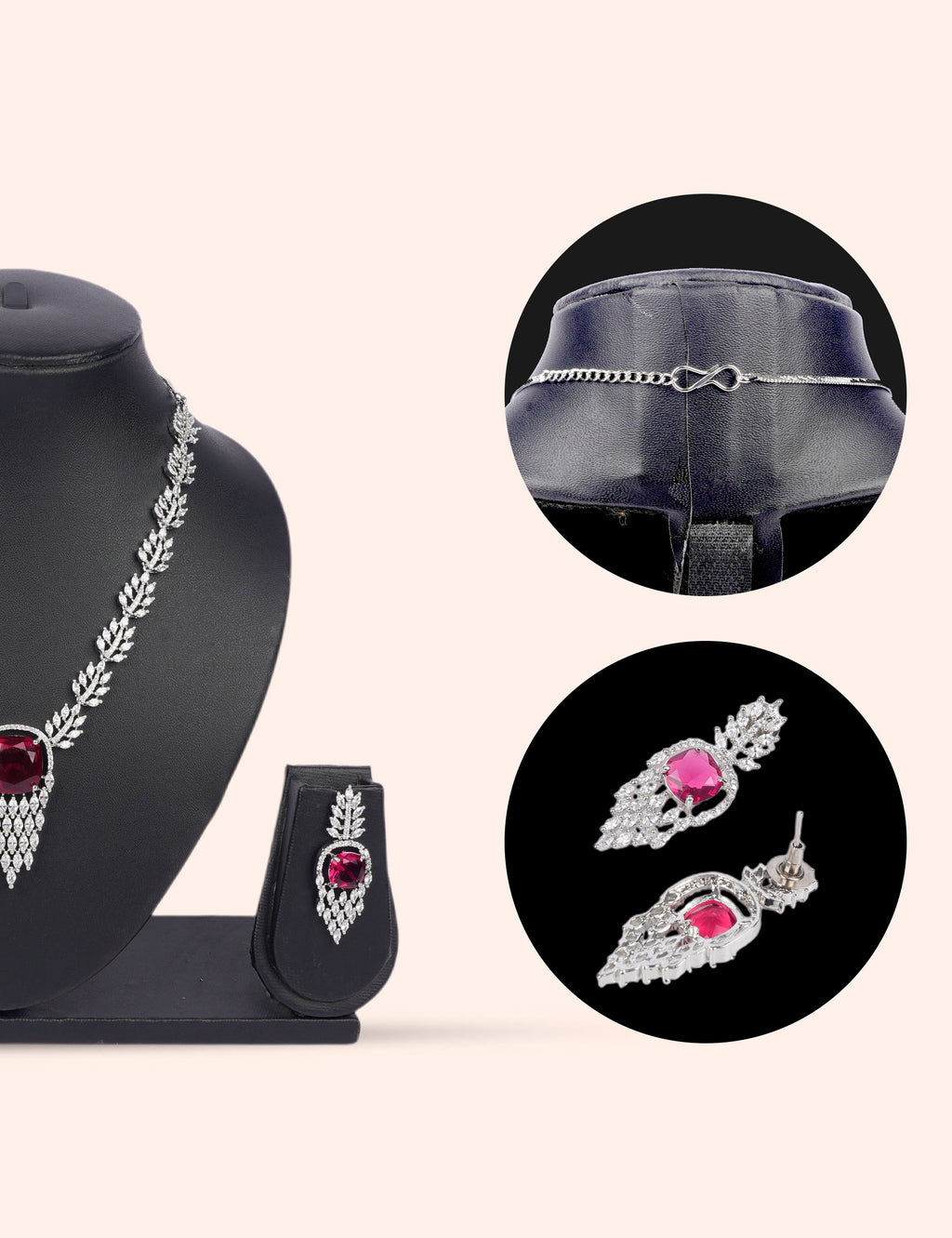 Shahi Ruby Set & Zirconia Diamond Statement Set by N Dazzles Designs