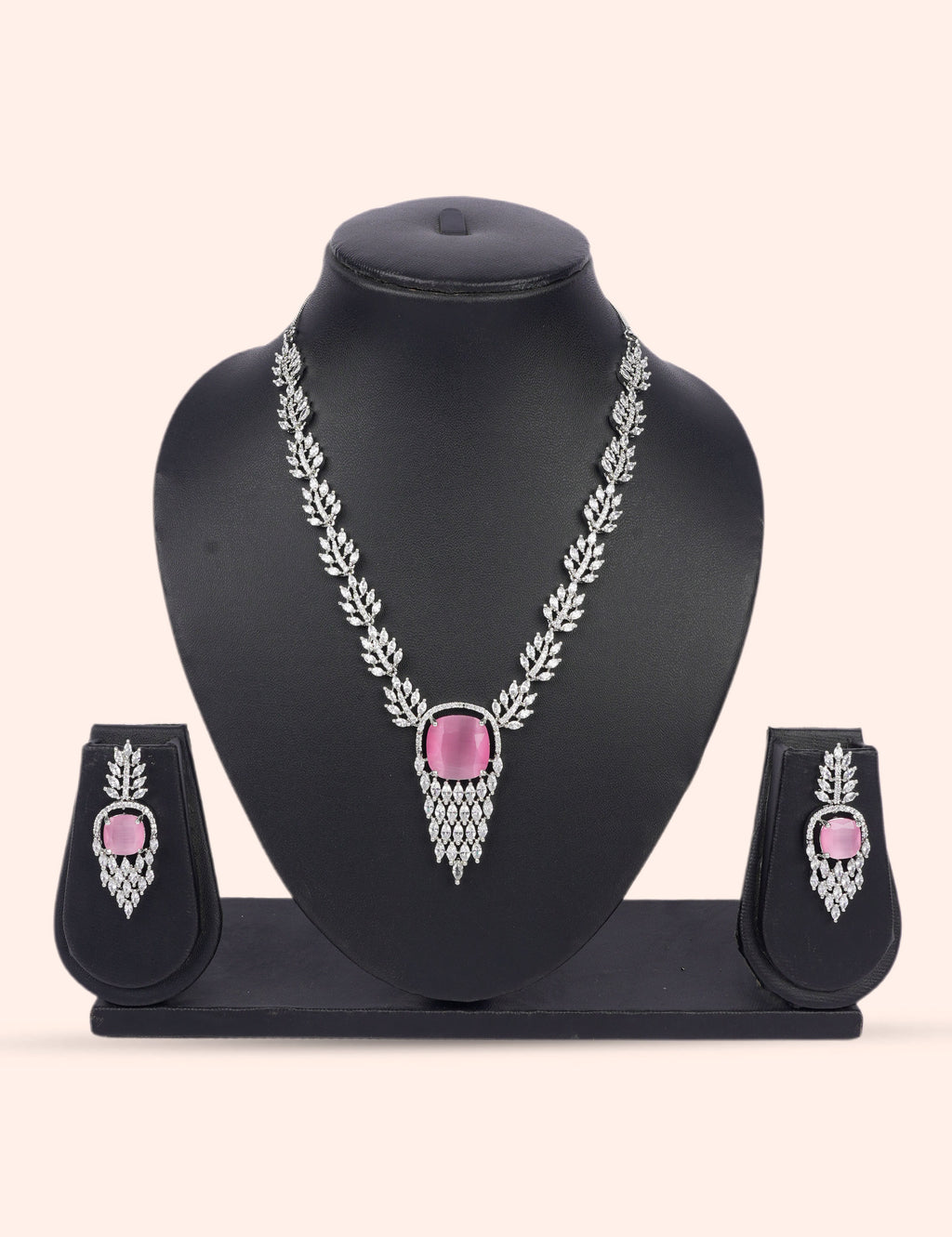 Pink Enchanté & Zirconia Diamond Statement Set by N Dazzles Designs