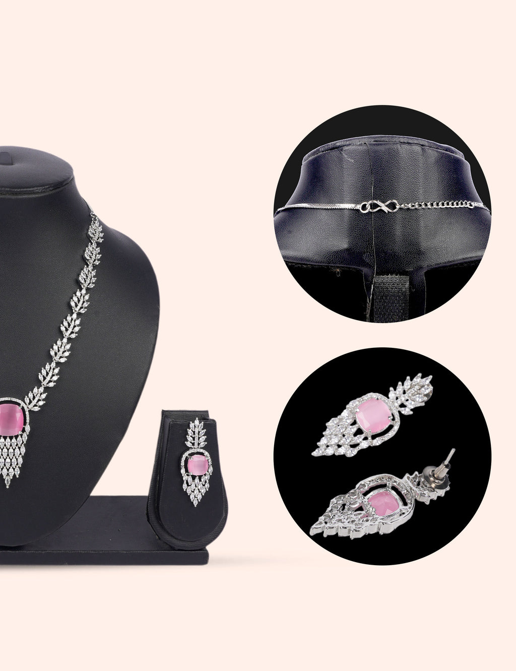 Pink Enchanté & Zirconia Diamond Statement Set by N Dazzles Designs