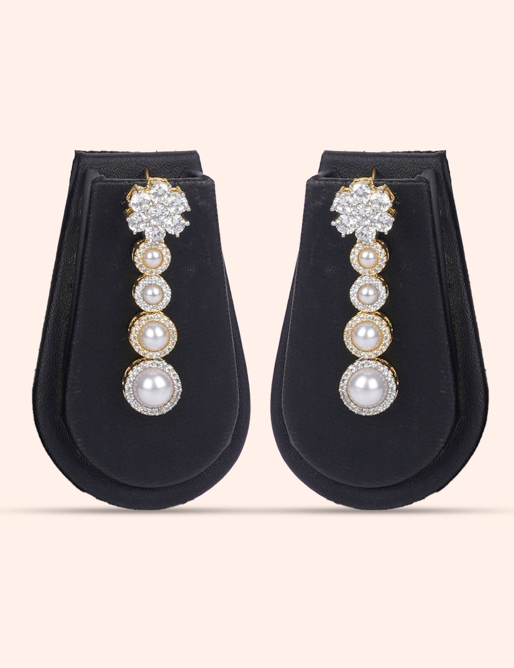 Crown Jewel Pearls & Zirconia Diamond Statement Set by N Dazzles Designs (the rings are golden and silver)