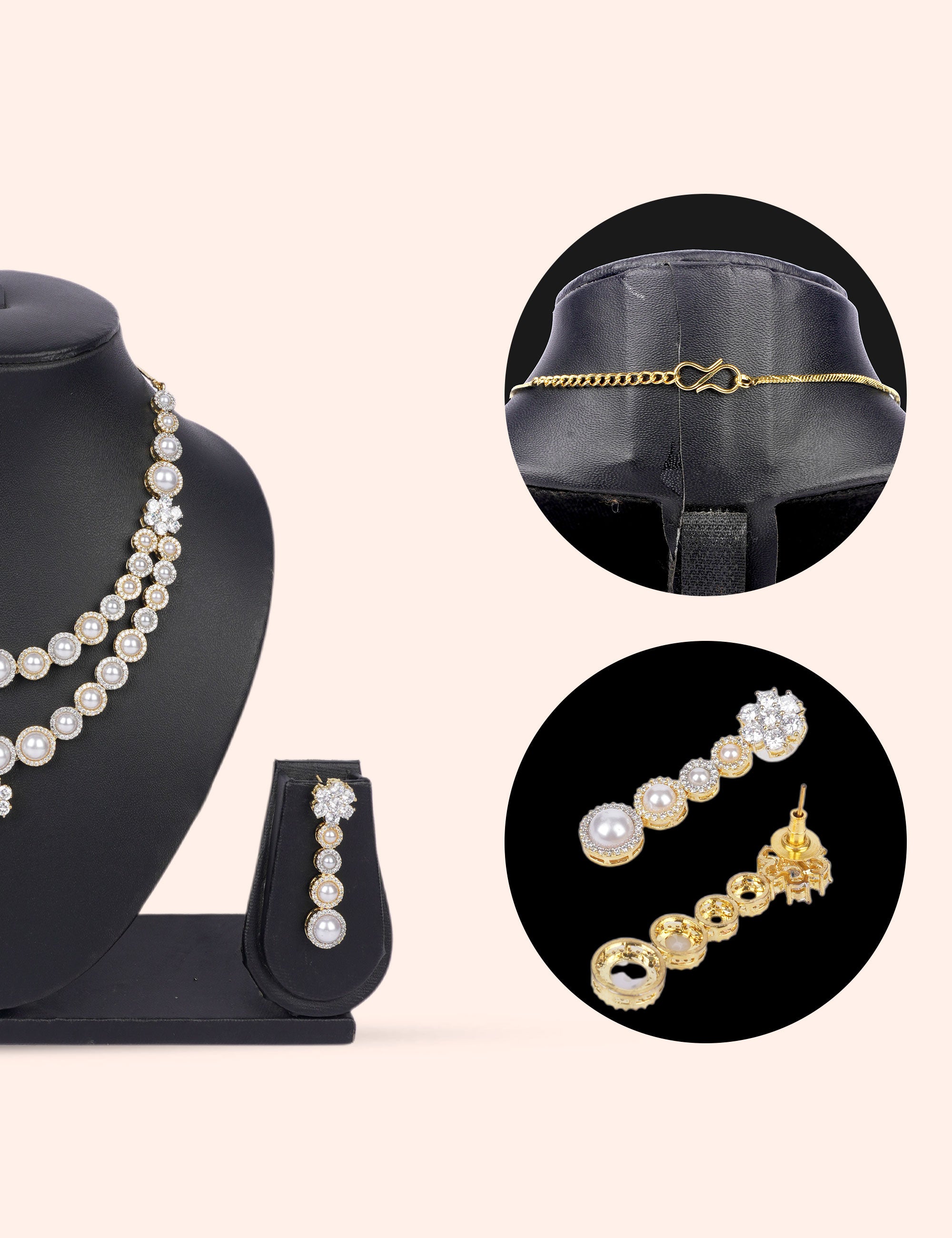 Crown Jewel Pearls & Zirconia Diamond Statement Set by N Dazzles Designs (the rings are golden and silver)