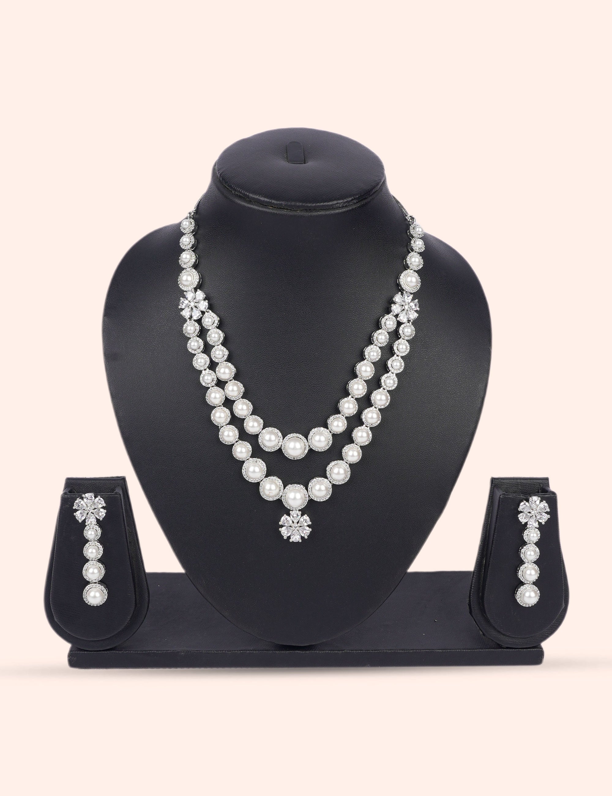 Empress Aura & Zirconia Diamond Statement Set by N Dazzles Designs (the entire is pearl and white ring)