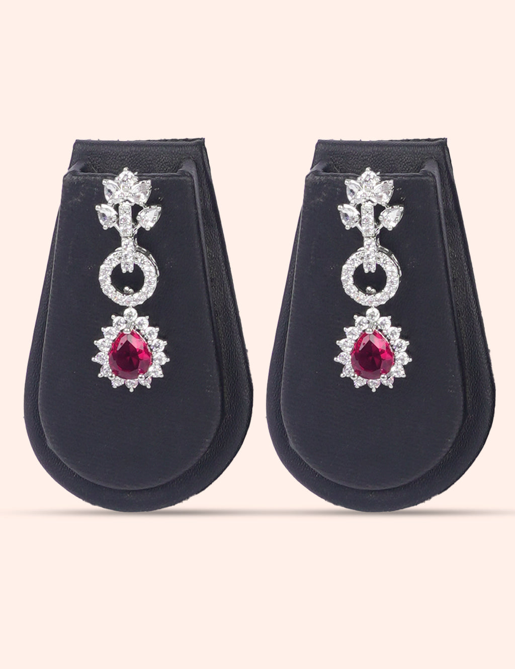 Imperial Red Radiance & Zirconia Diamond Statement Set by N Dazzles Designs