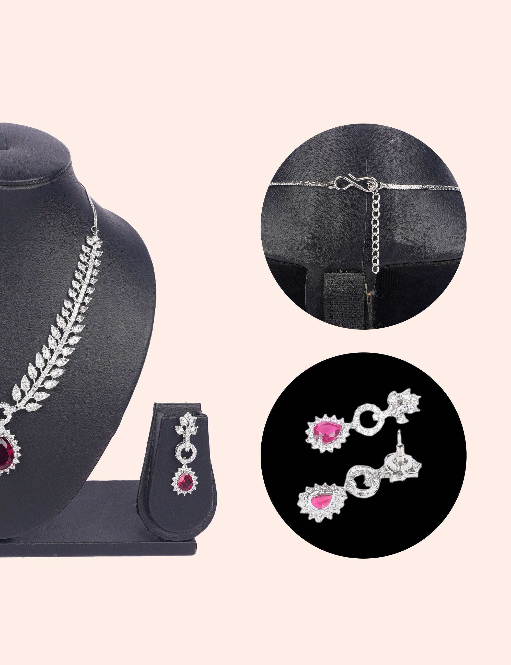 Imperial Red Radiance & Zirconia Diamond Statement Set by N Dazzles Designs