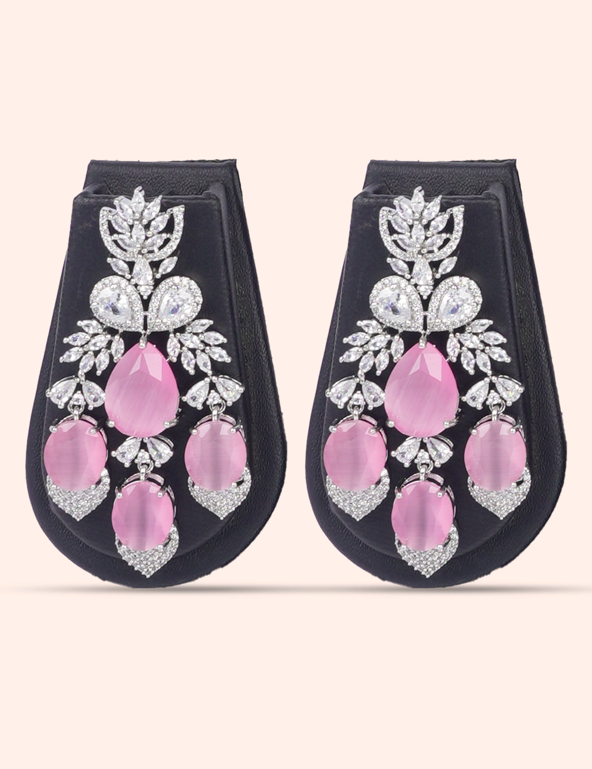 Pink Pearl Royale & Zirconia Diamond Statement Set by N Dazzles Designs