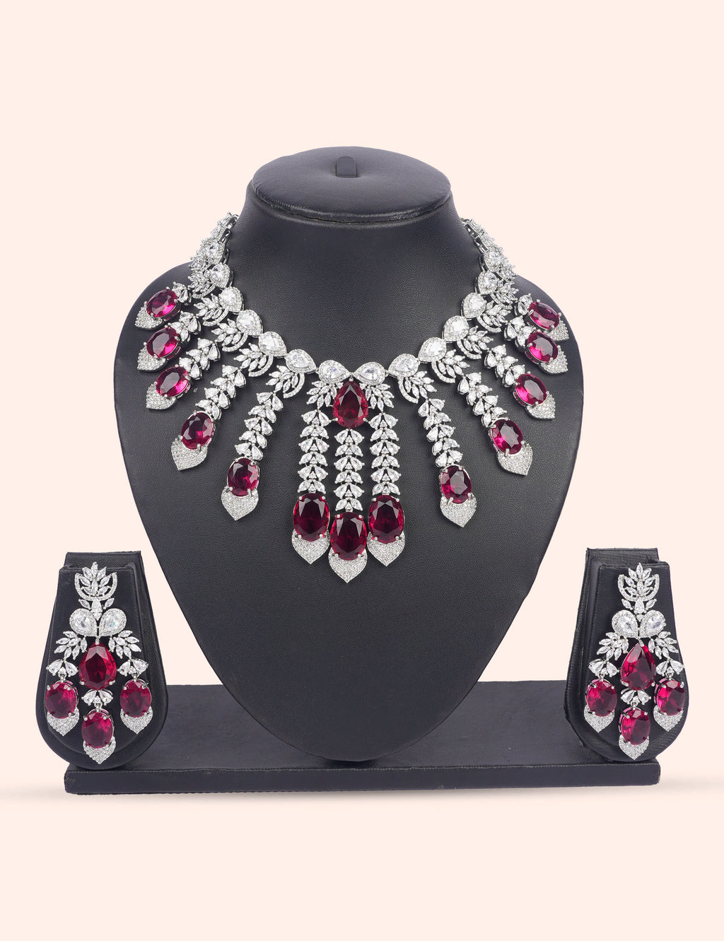 Crimson Empress Set & Zirconia Diamond Statement Set by N Dazzles Designs