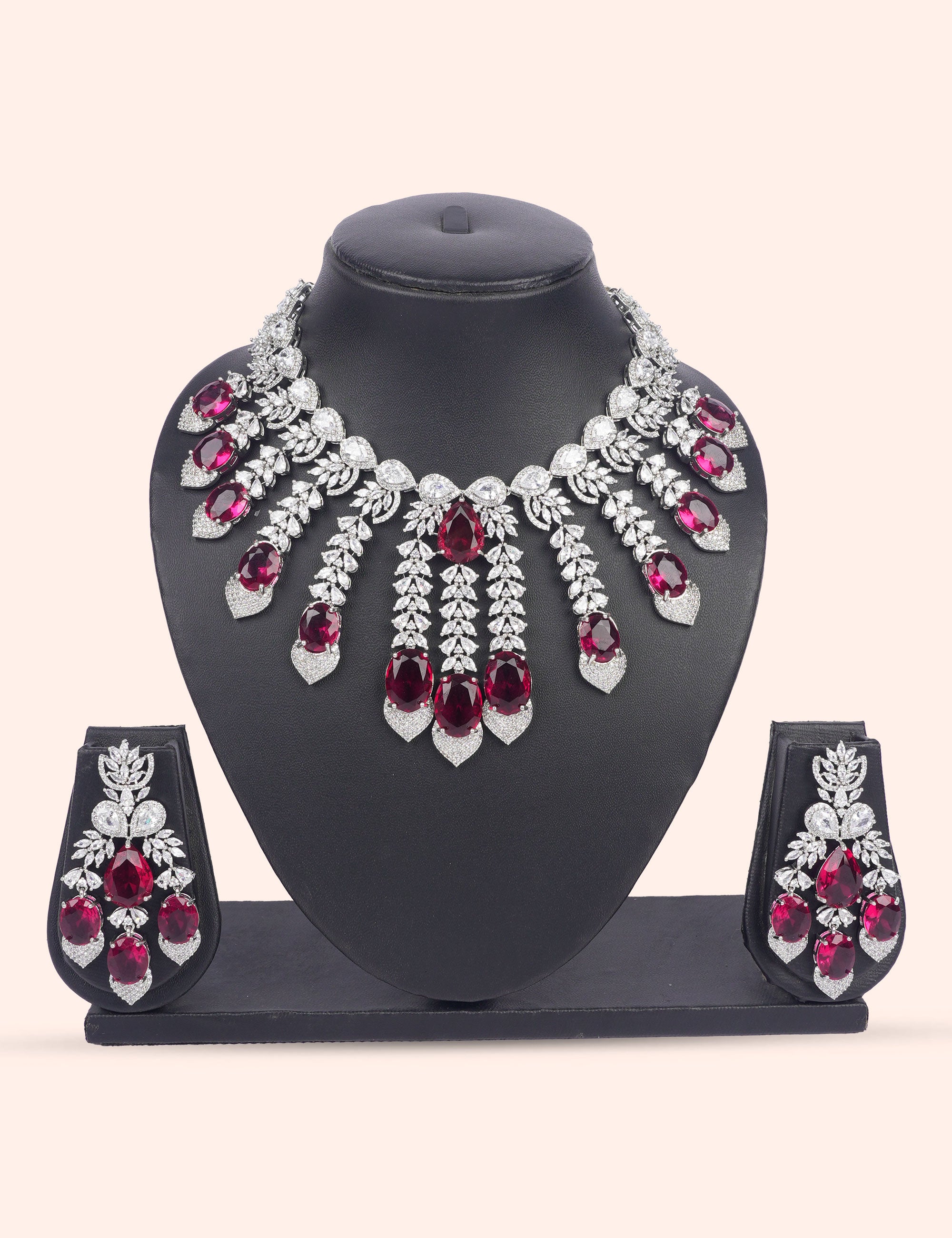 Crimson Empress Set & Zirconia Diamond Statement Set by N Dazzles Designs