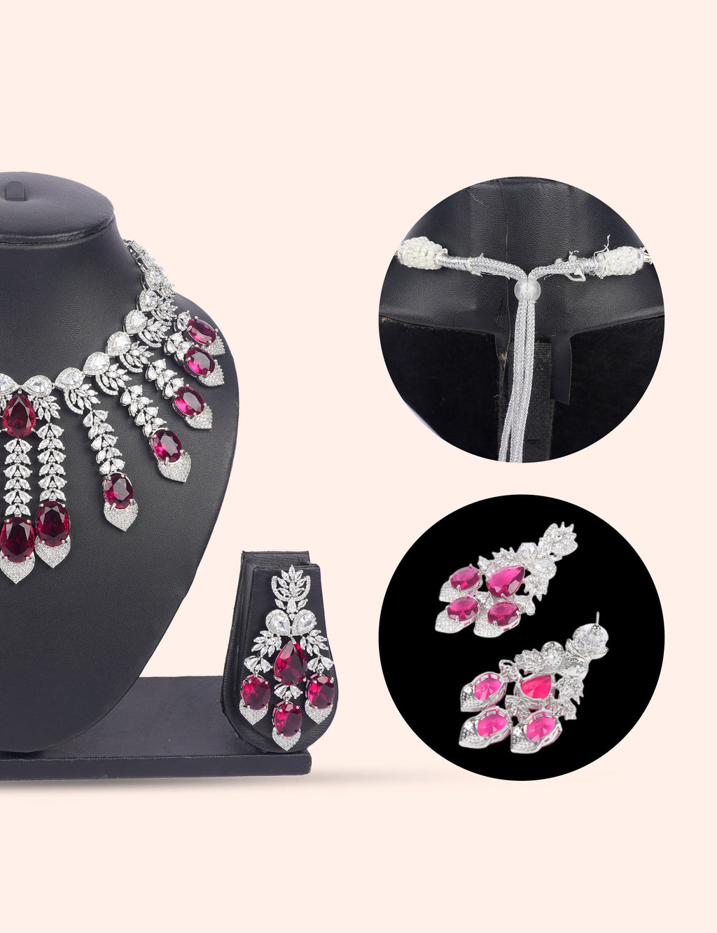 Crimson Empress Set & Zirconia Diamond Statement Set by N Dazzles Designs
