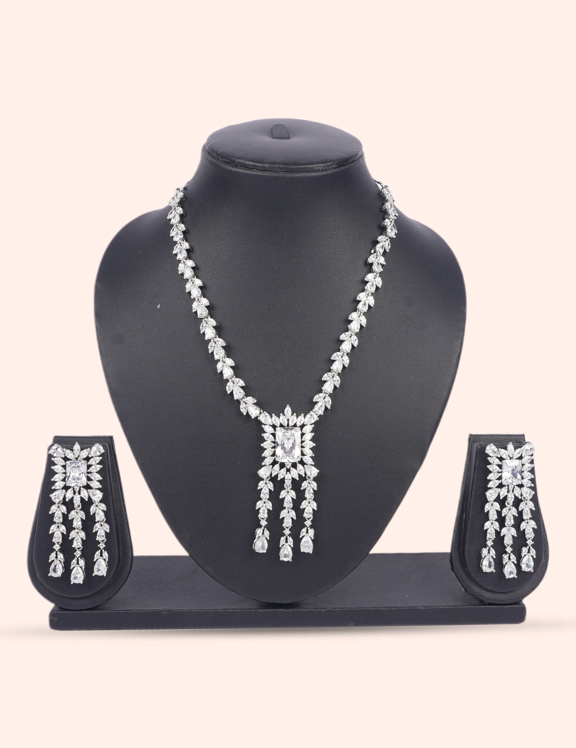 Silver Starfall Set & Zirconia Diamond Statement Set by N Dazzles Designs