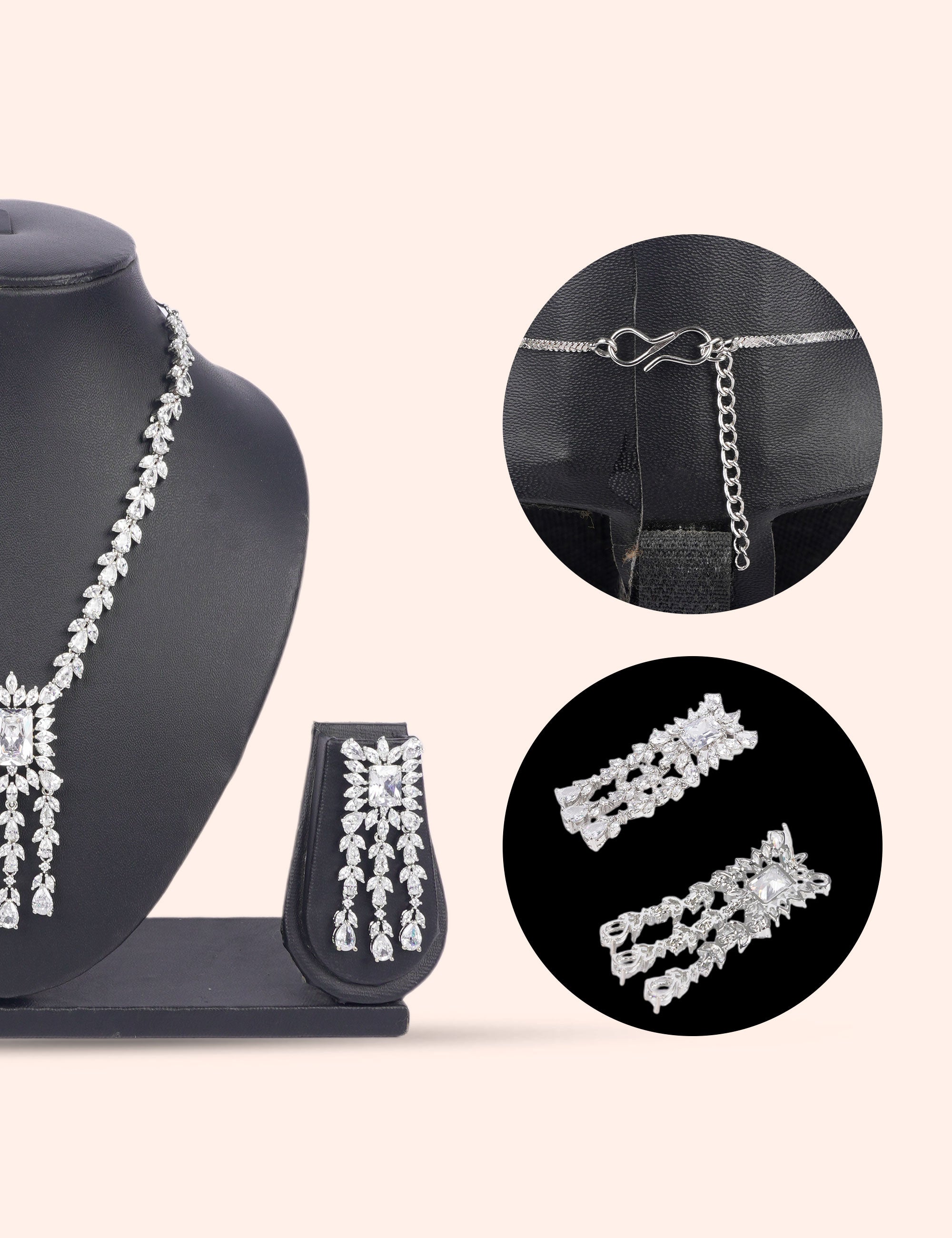 Silver Starfall Set & Zirconia Diamond Statement Set by N Dazzles Designs