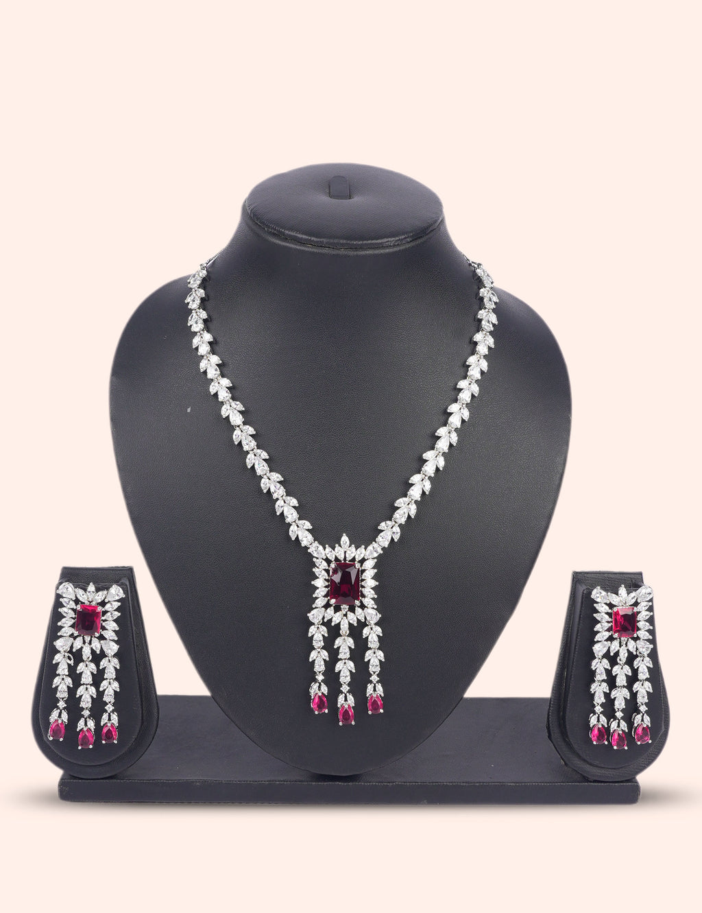Ruby Prism Elegance & Zirconia Diamond Statement Set by N Dazzles Designs