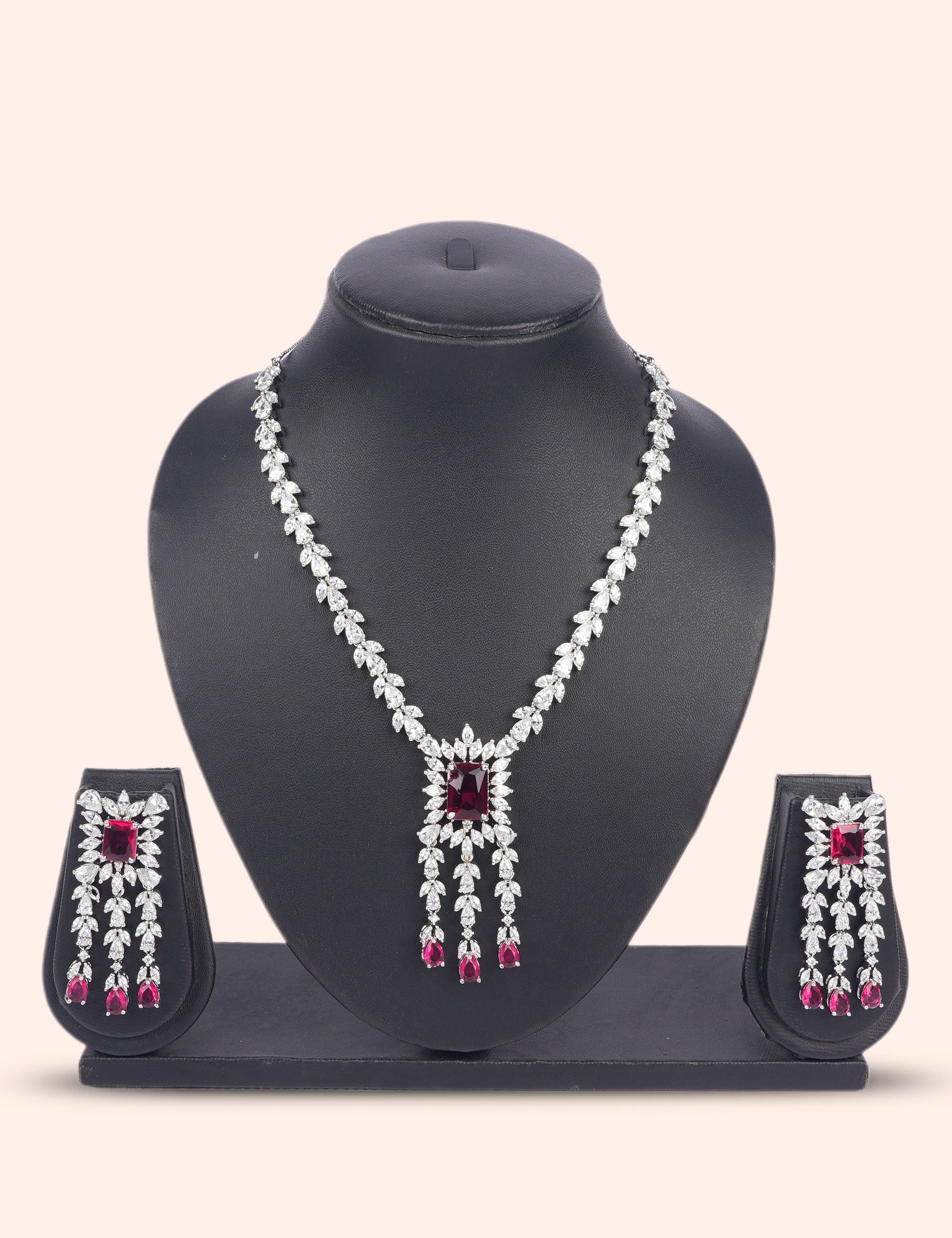 Ruby Prism Elegance & Zirconia Diamond Statement Set by N Dazzles Designs