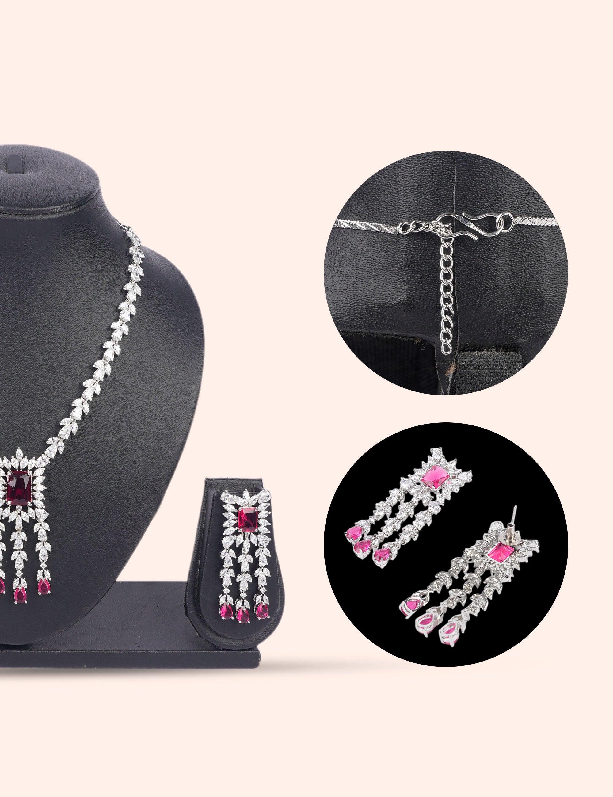 Ruby Prism Elegance & Zirconia Diamond Statement Set by N Dazzles Designs