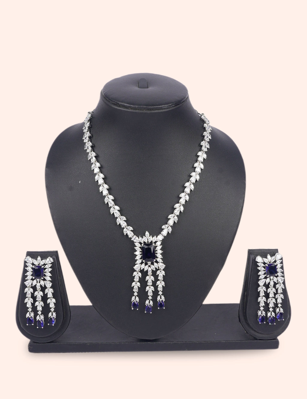 Sapphire Crown Elegance & Zirconia Diamond Statement Set by N Dazzles Designs