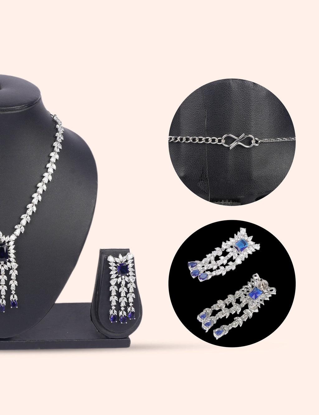 Sapphire Crown Elegance & Zirconia Diamond Statement Set by N Dazzles Designs