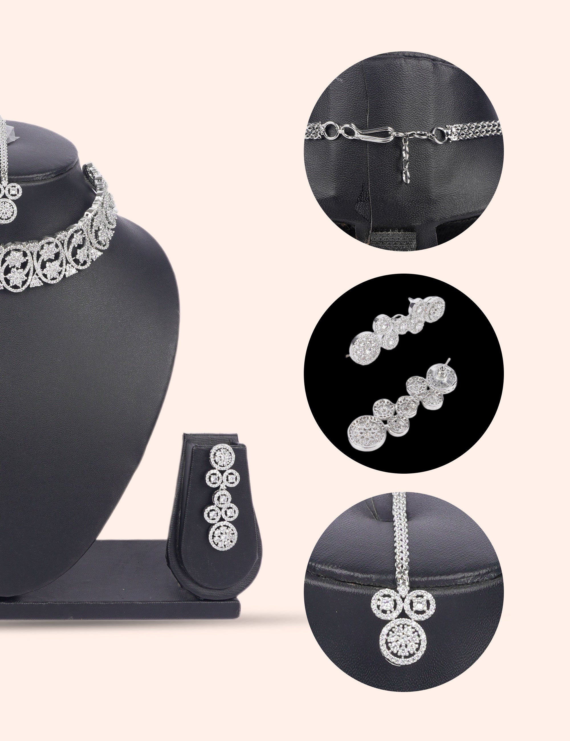 Moonlit Petals & Zirconia Diamond Statement Set by N Dazzles Designs