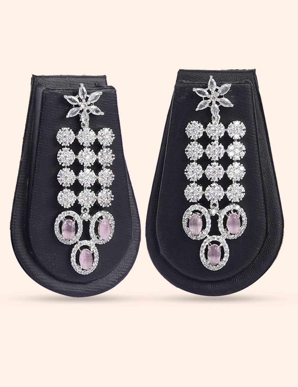 Moonlit Blush Choker& Zirconia Diamond Statement Set by N Dazzles Designs