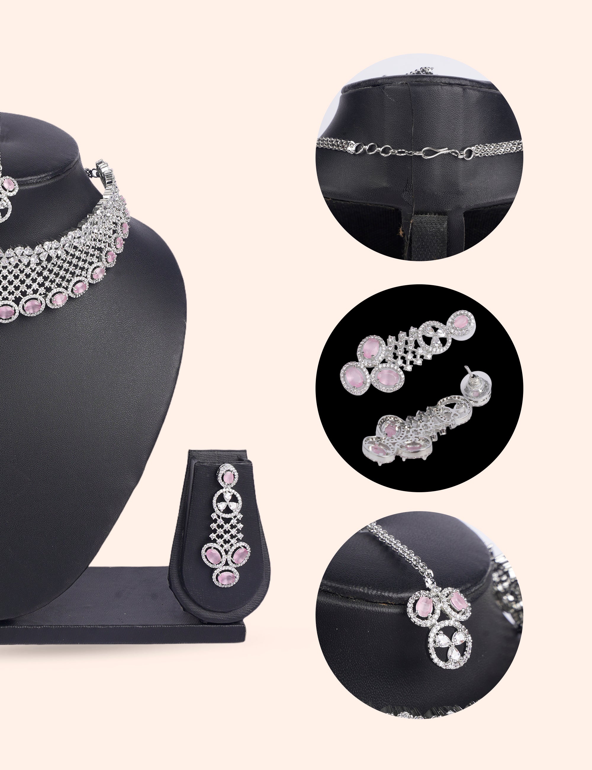 Pink Aura Royale & Zirconia Diamond Statement Set by N Dazzles Designs