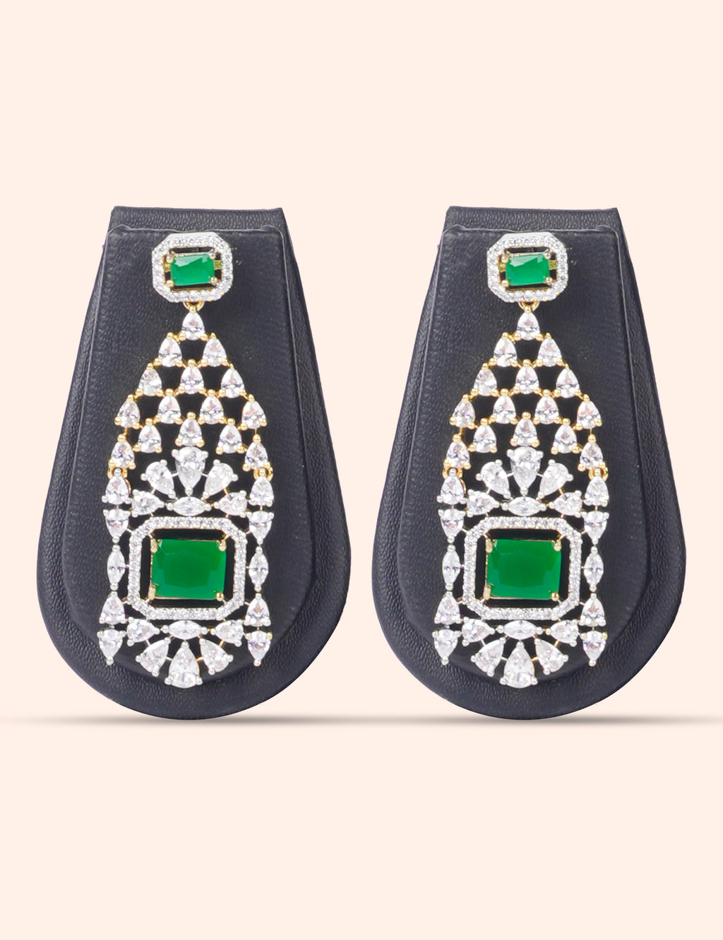 Green Majesty Choker & Zirconia Diamond Statement Set by N Dazzles Designs