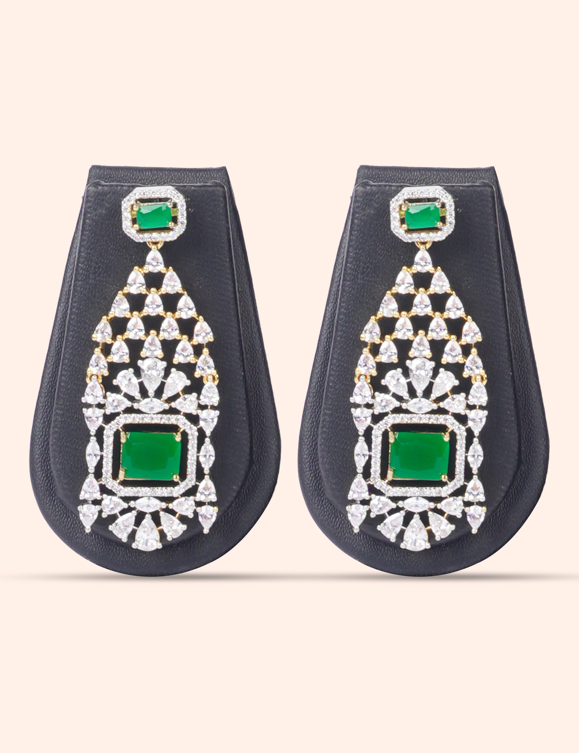 Green Majesty Choker & Zirconia Diamond Statement Set by N Dazzles Designs