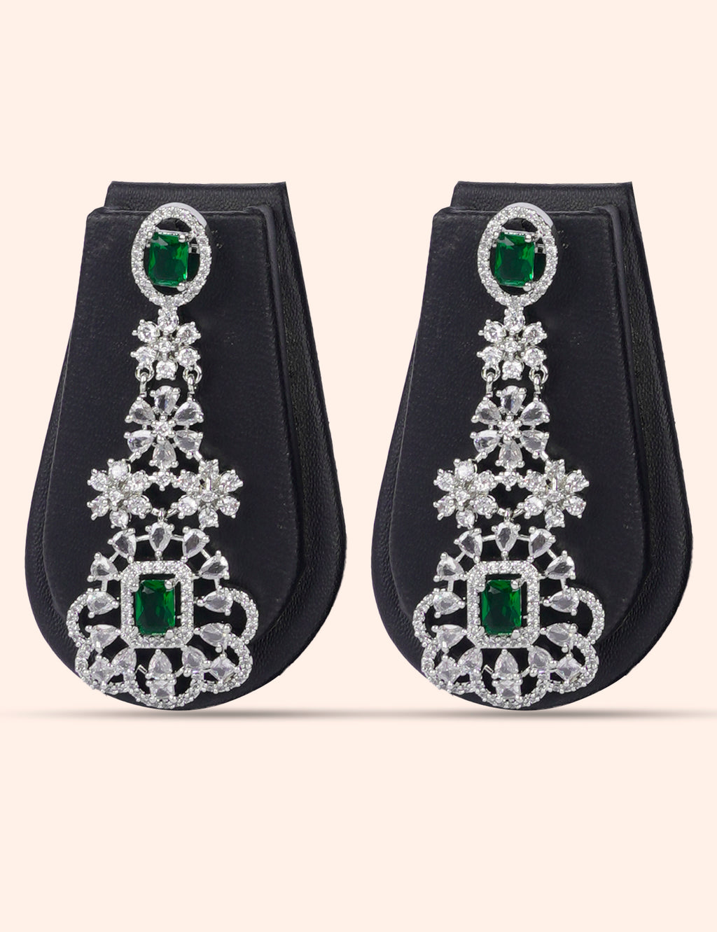 Rani Emerald Veil & Zirconia Diamond Statement Set by N Dazzles Designs