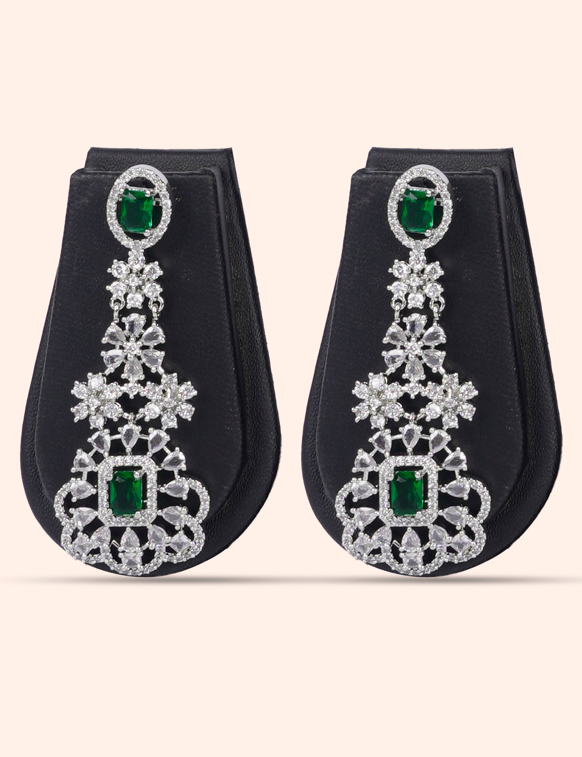 Rani Emerald Veil & Zirconia Diamond Statement Set by N Dazzles Designs