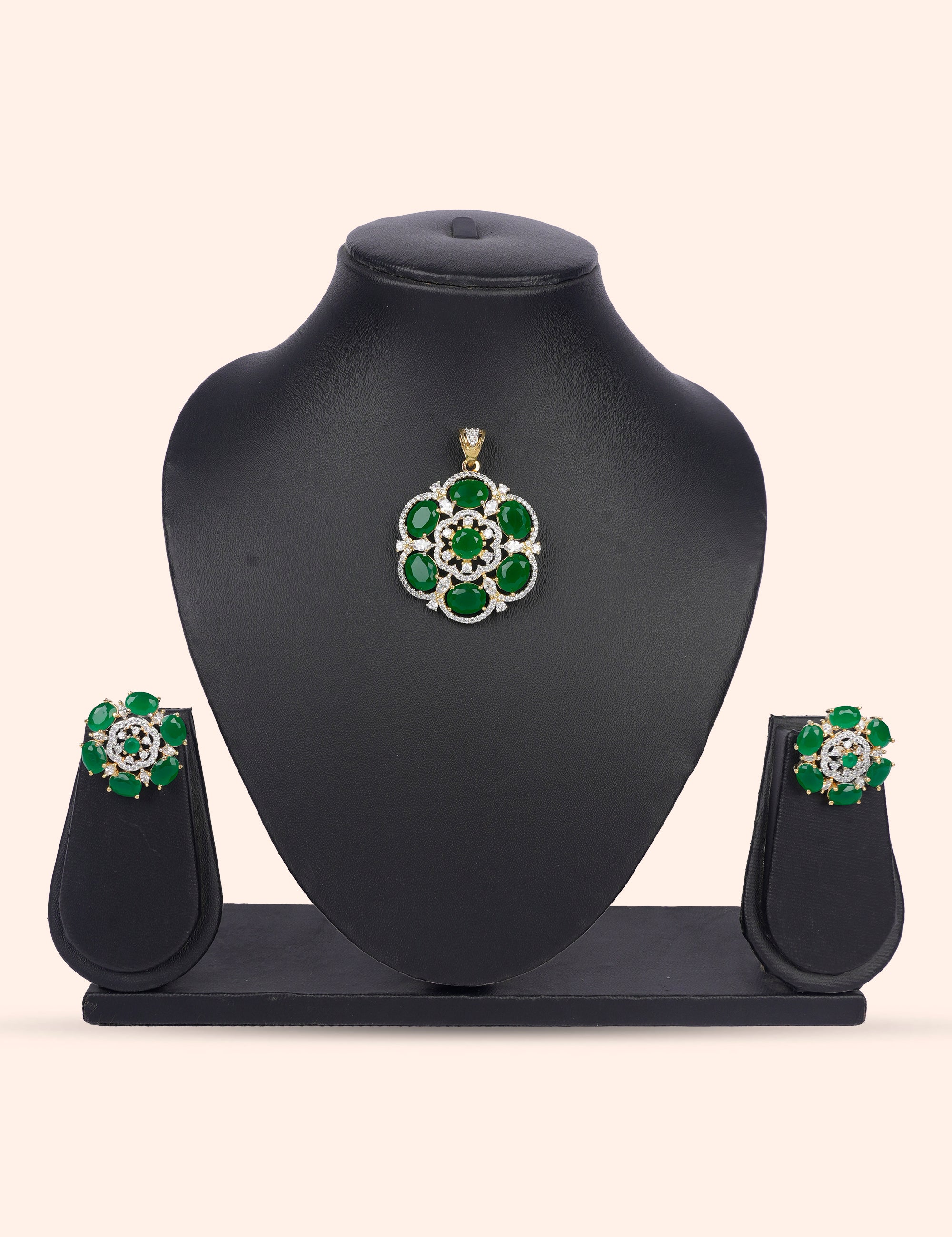 Royal emerald  & Zirconia Diamond Statement Set by N Dazzles Designs
