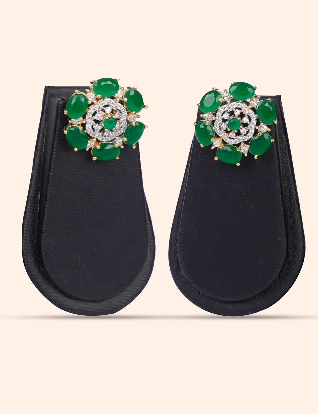 Royal emerald  & Zirconia Diamond Statement Set by N Dazzles Designs