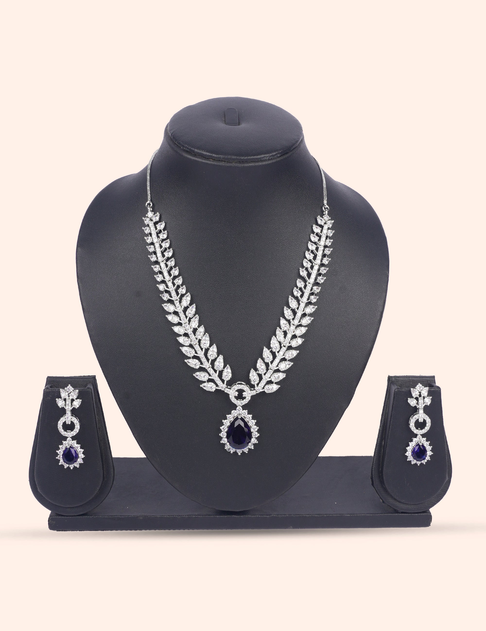 Royal Indigo Sparkle  & Zirconia Diamond Statement Set by N Dazzles Designs