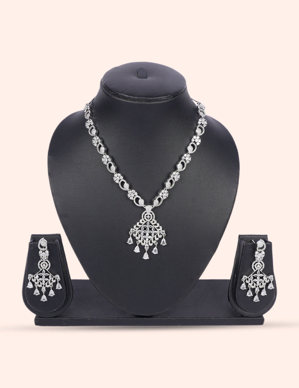 White Layered Set & Zirconia Diamond Statement Set by N Dazzles Designs