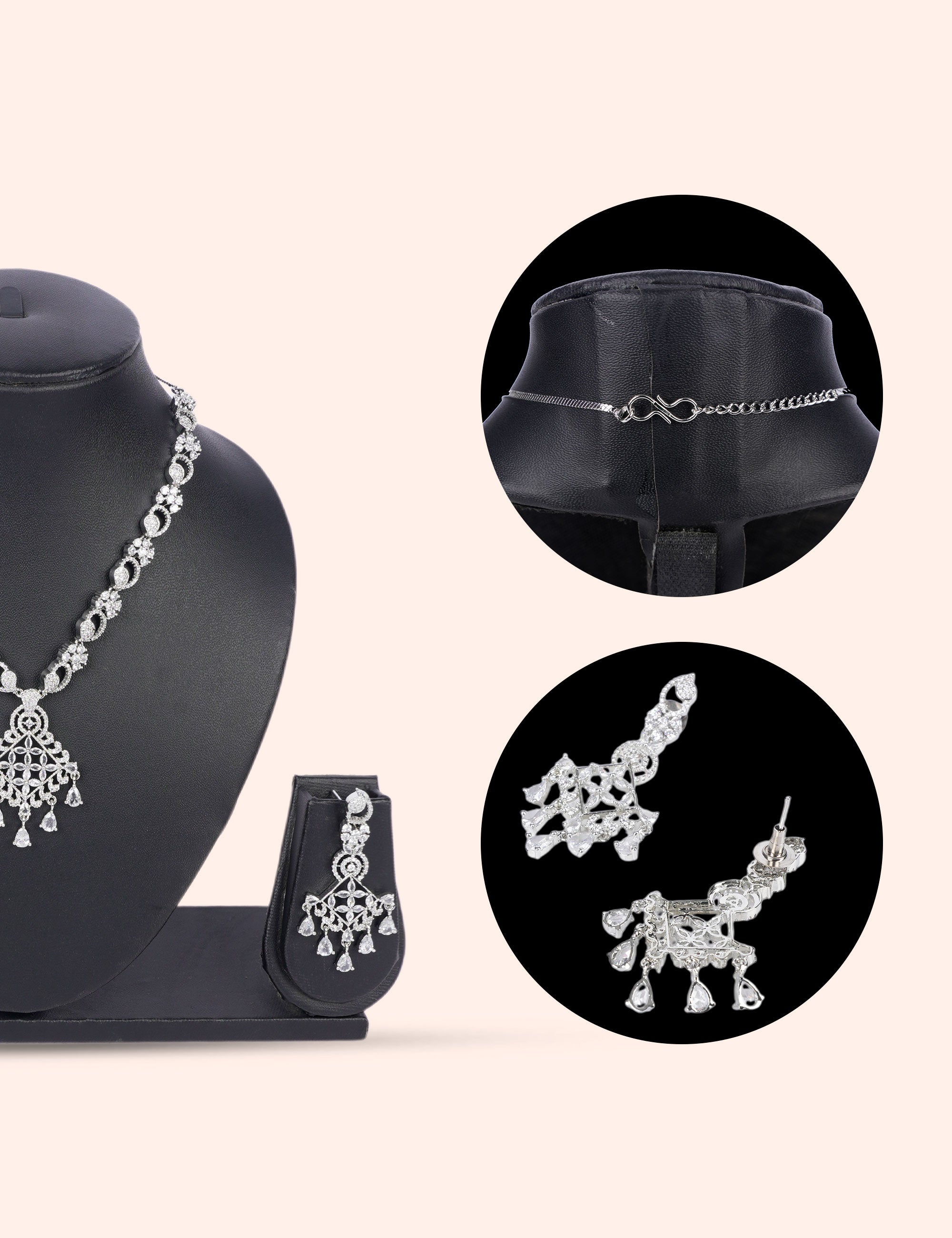 White Layered Set & Zirconia Diamond Statement Set by N Dazzles Designs