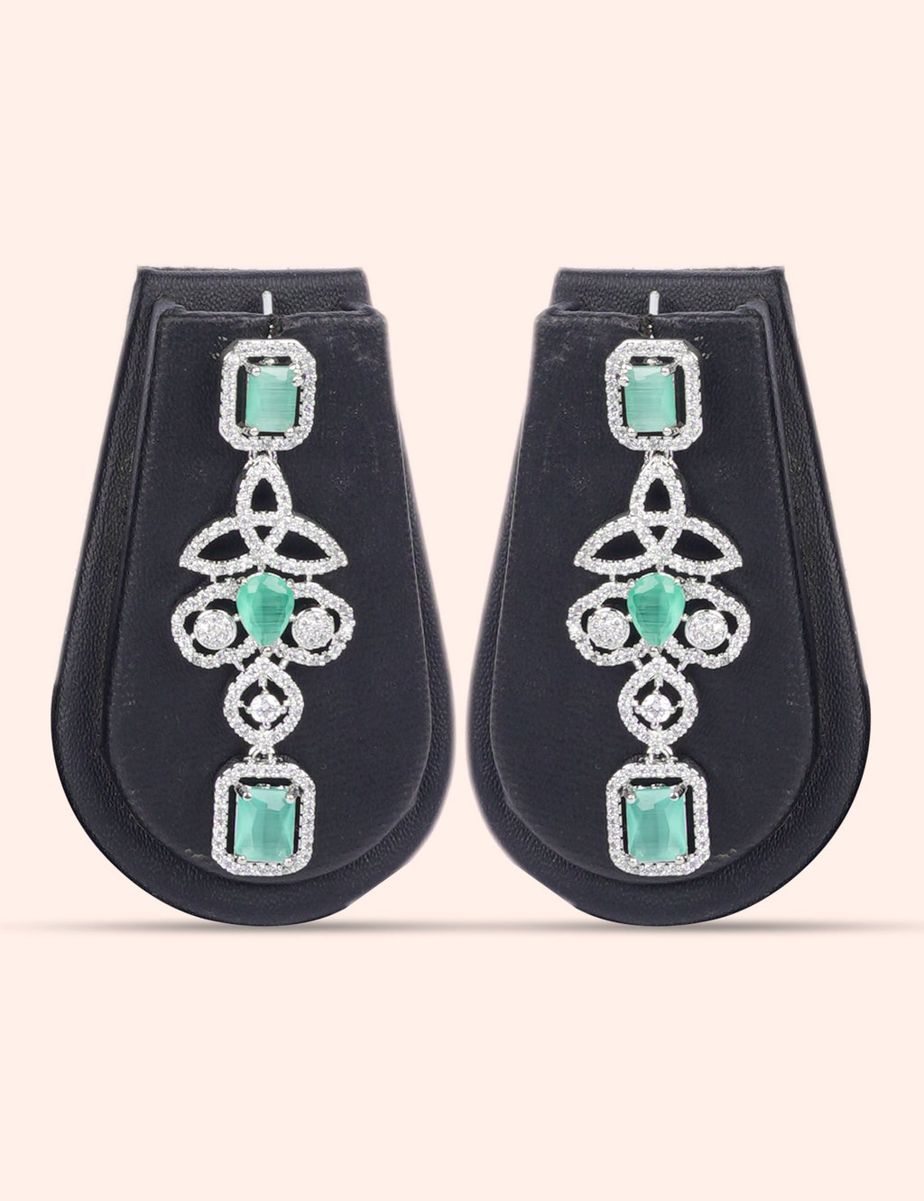 Mint Green Sparkle Set & Zirconia Diamond Statement Set by N Dazzles Designs