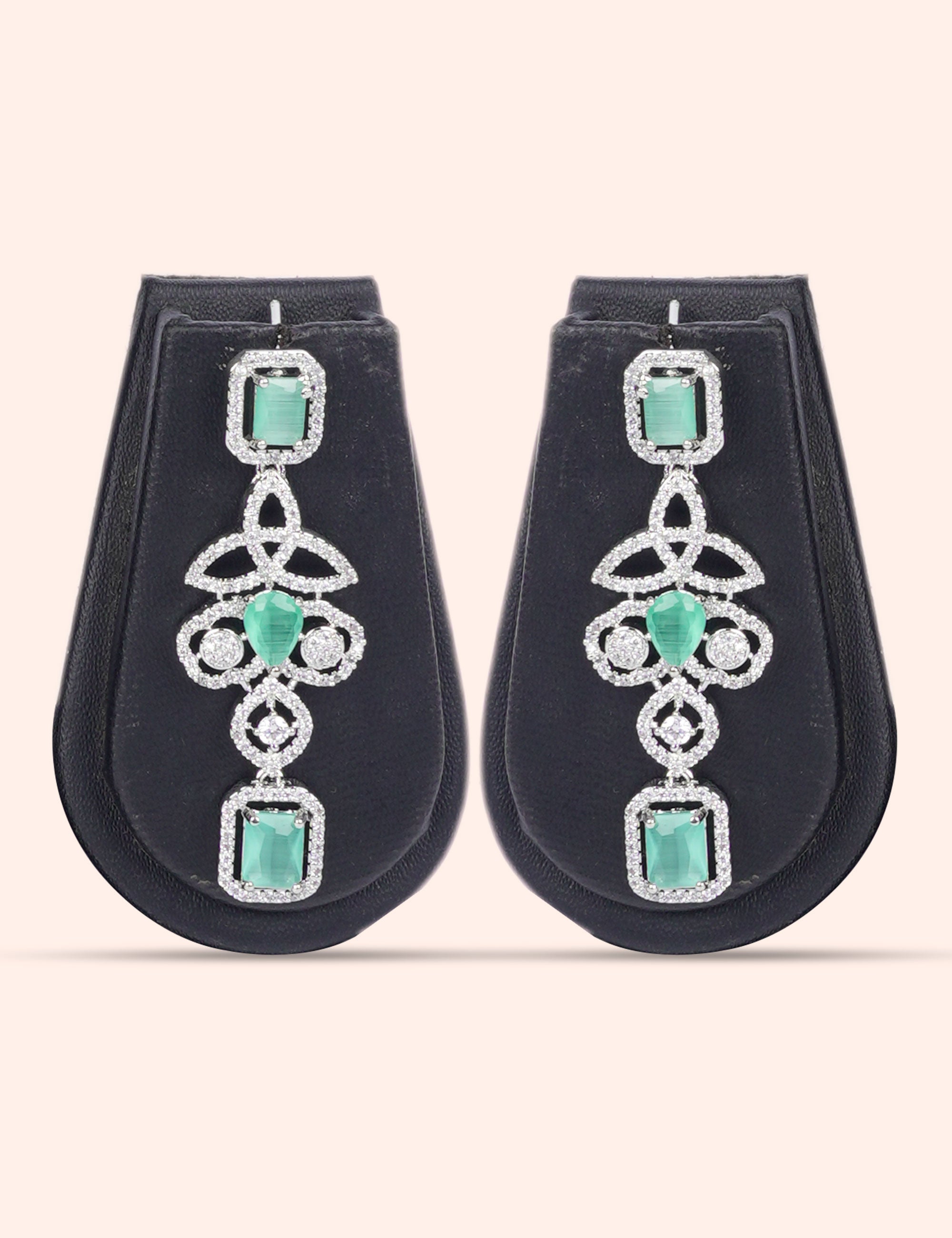Mint Green Sparkle Set & Zirconia Diamond Statement Set by N Dazzles Designs