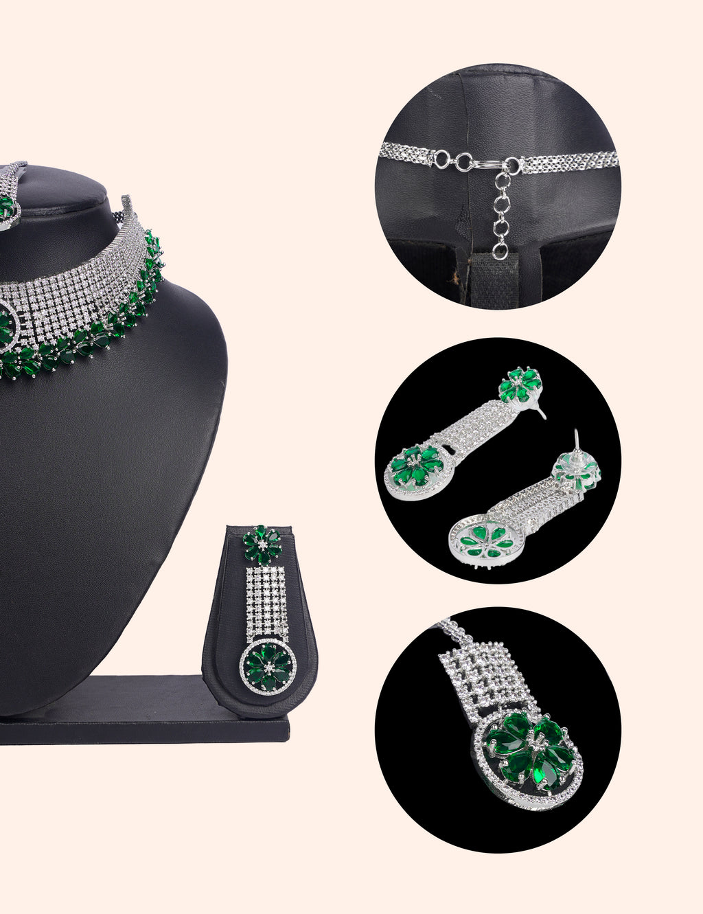 Virasat Emerald & Zirconia Diamond Statement Set by N Dazzles Designs